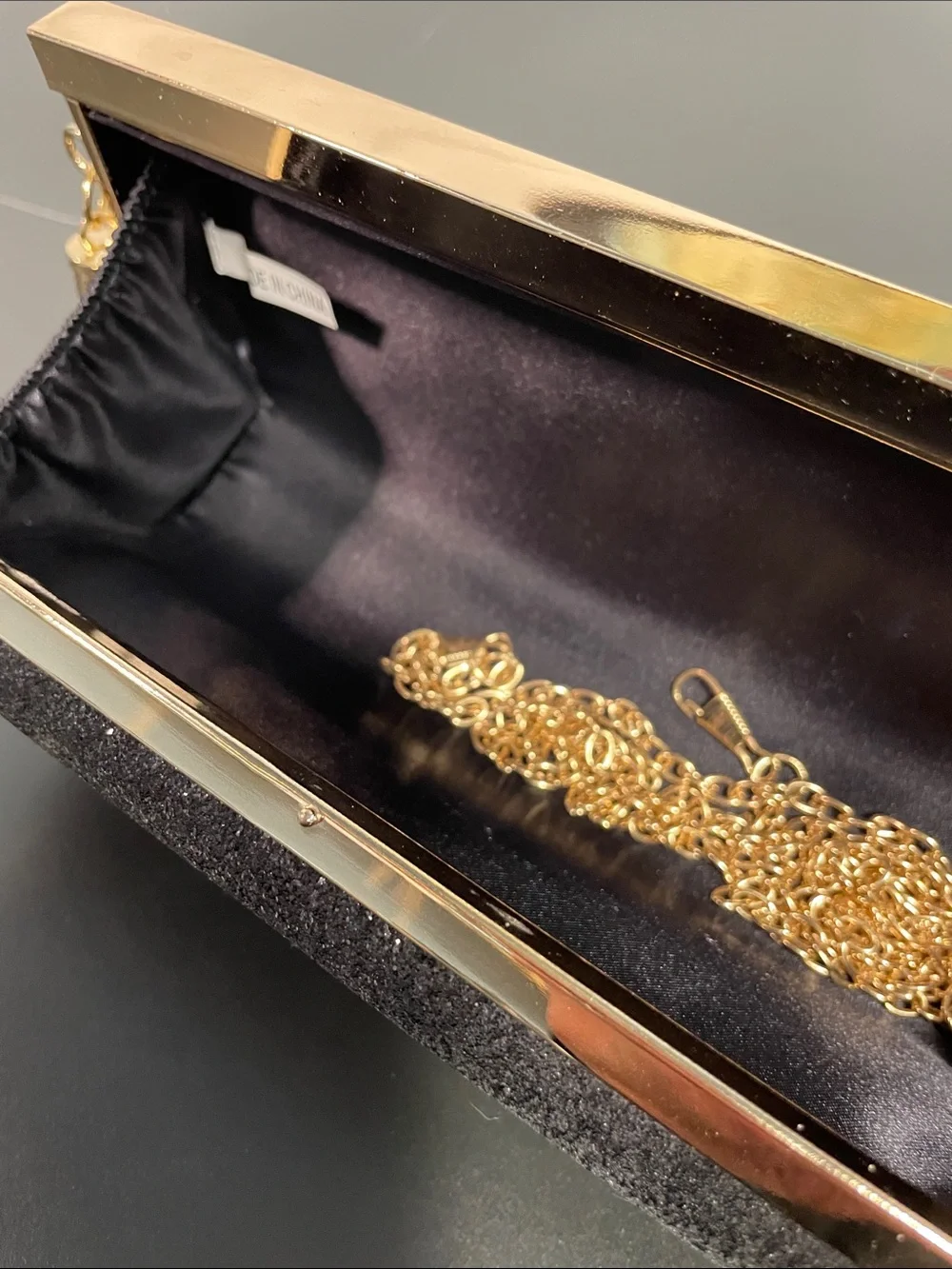 GOLD TONE AND GLITTER EVENING CLUTCH FTL-08-228